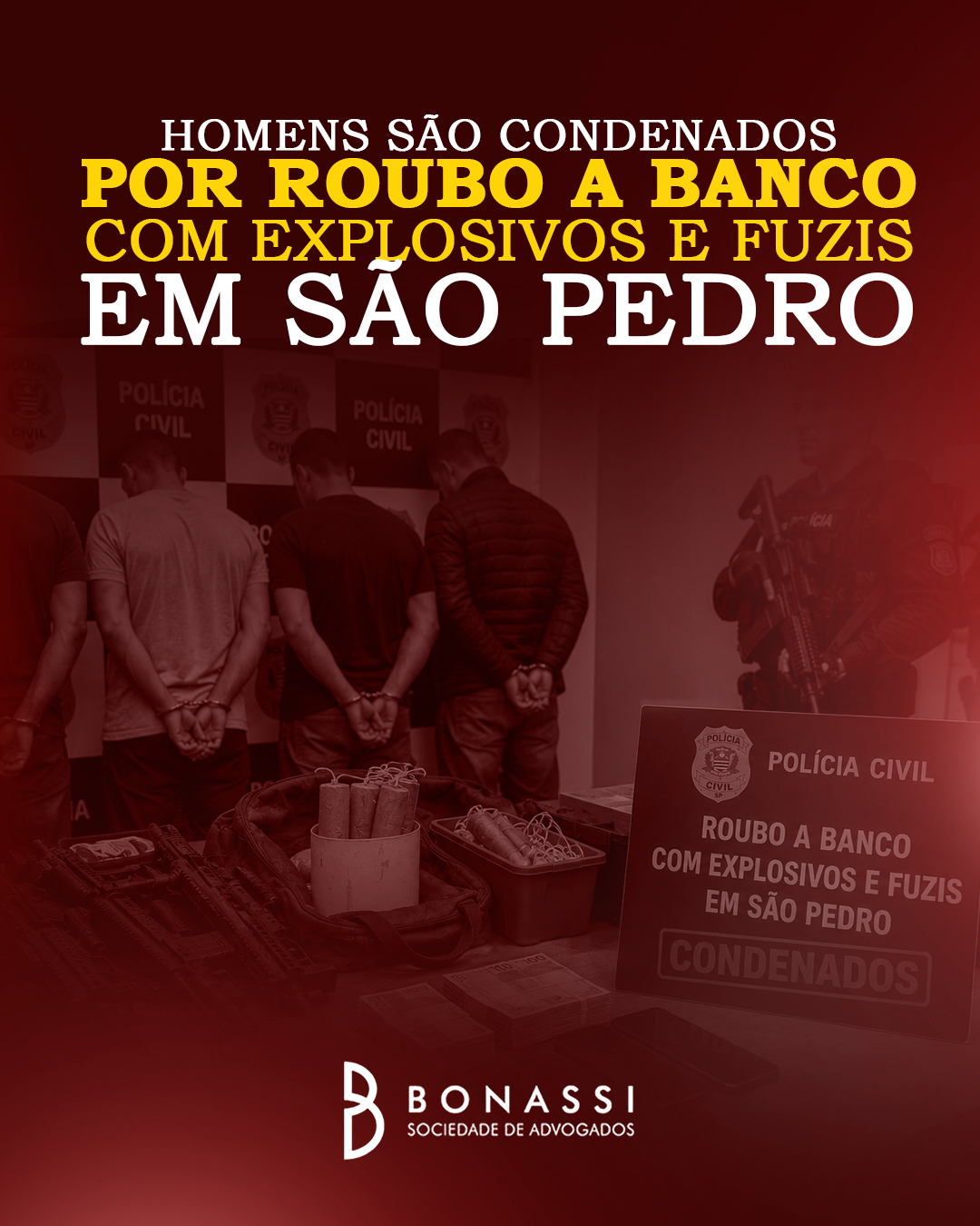 A 2ª Vara da Comarca de São Pedro condenou dois homens por participação em organização criminosa responsável por roubo a uma agência bancária ocorrido em abril de 2024. Na ação, o grupo utilizou armas de uso restrito e explosivos. As penas foram fixadas em 96 anos e 9 meses de reclusão e 94 anos e 3 meses de reclusão, ambos em regime inicial fechado.

Segundo os autos, na madrugada de 8 de abril de 2024, os réus, juntamente com um comparsa posteriormente morto e outros envolvidos não identificados, integraram grupo criminoso fortemente armado que utilizou veículos roubados para chegar até a agência bancária. Parte dos criminosos invadiu a área dos cofres e usou explosivos para destruí-los, roubando mais de R$ 235 mil. Outra parte do grupo permaneceu do lado externo com fuzis, disparando contra policiais militares acionados para atender a ocorrência.

Após o crime, os assaltantes espalharam “miguelitos” (objetos metálicos pontiagudos, usados para furar pneus) pelas ruas da cidade para dificultar perseguição policial e fugiram do local. Com base em imagens de câmeras de segurança e nas características dos veículos, um dos acusados foi localizado próximo ao pedágio de Sumaré e levou os policiais a um imóvel, onde foram apreendidos quatro fuzis, munições, explosivos, equipamentos táticos, dinheiro em espécie e um veículo. Durante a ação, um dos integrantes da quadrilha entrou em confronto com a polícia e morreu. O segundo réu foi encontrado em Indaiatuba. No endereço, foram apreendidos acessórios táticos, um drone e a moto furtada utilizada no roubo. Ambos foram presos em flagrante.

Na sentença, a juíza Heloisa Carolina Leonel Silva destacou...

Leia o texto completo em: https://www.tjsp.jus.br/Noticias/Noticia?codigoNoticia=114225&pagina=4

Nós somos a Bonassi | Sociedade de Advogados!

📍 Av. Dona Francisca, 534 - Vila Rezende

📞 (19) 3421.0211

#advocacia #direitoempresarial #direitodotrabalho #direitocivil #amodireito #piracicaba #bonassiadvogados #direitodoconsumidor #direitodotrabalhador #direitoprevidenciário