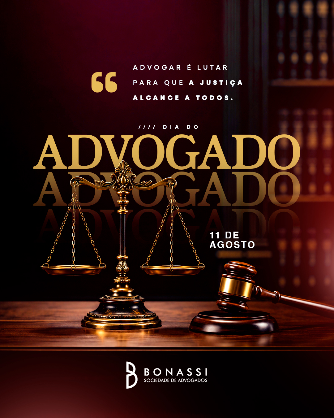 Advogar é defender direitos e construir caminhos! 💡

Hoje, dia 11 de agosto, a Bonassi Sociedade de Advogados homenageia todos os profissionais que exercem a advocacia com ética, dedicação e compromisso com a justiça e a sociedade. 📚

Nosso reconhecimento a quem transforma conhecimento, responsabilidade e excelência em segurança para seus clientes.

Feliz Dia dos Advogados! 🤝

#diadosadvogados #felizdiadosadvogados #11deagosto #bonassi #bonassiadvogados